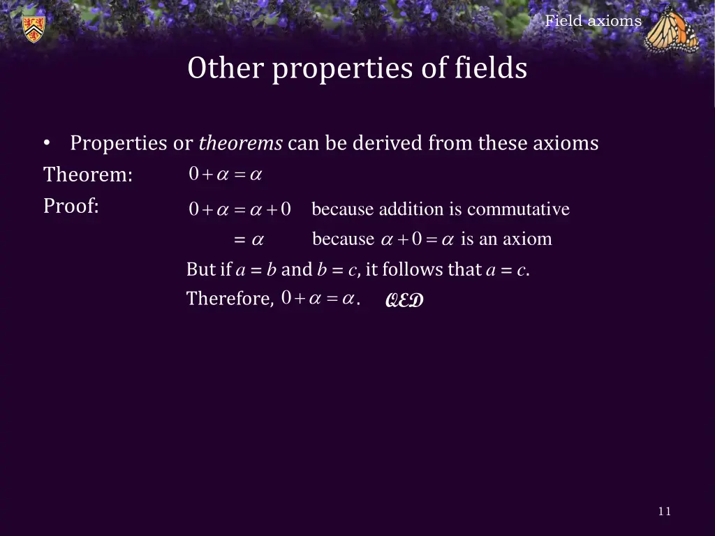 field axioms 9
