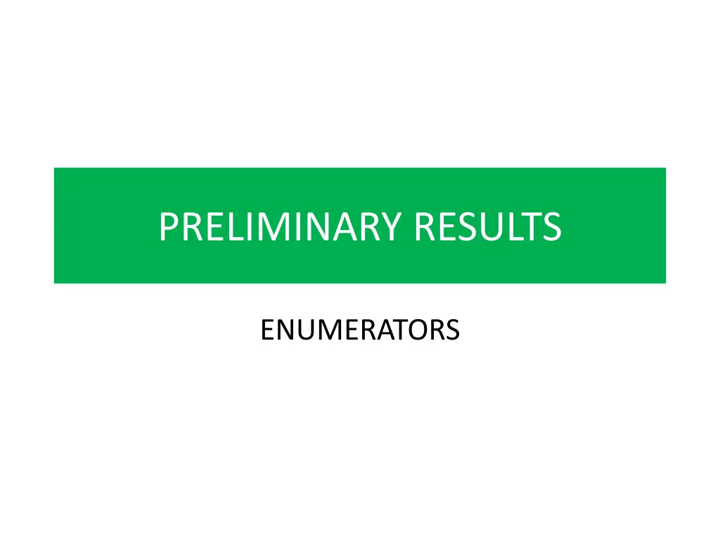 preliminary results