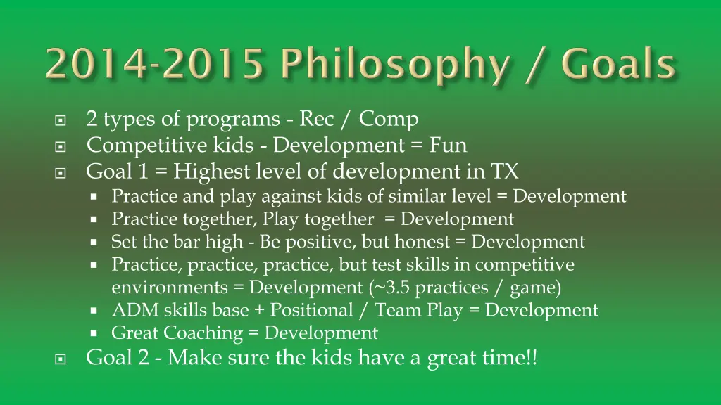 2 types of programs rec comp competitive kids