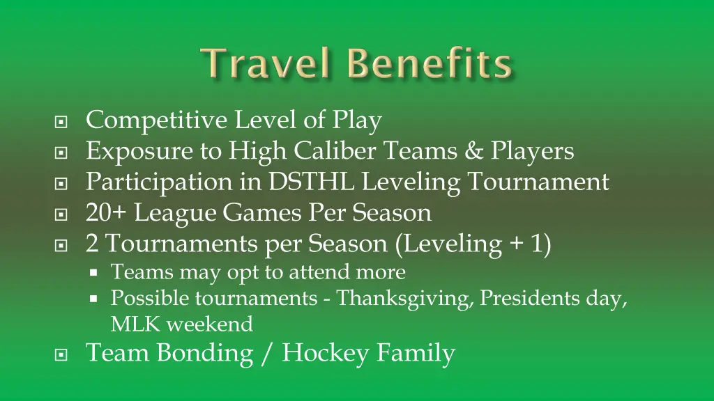 competitive level of play exposure to high