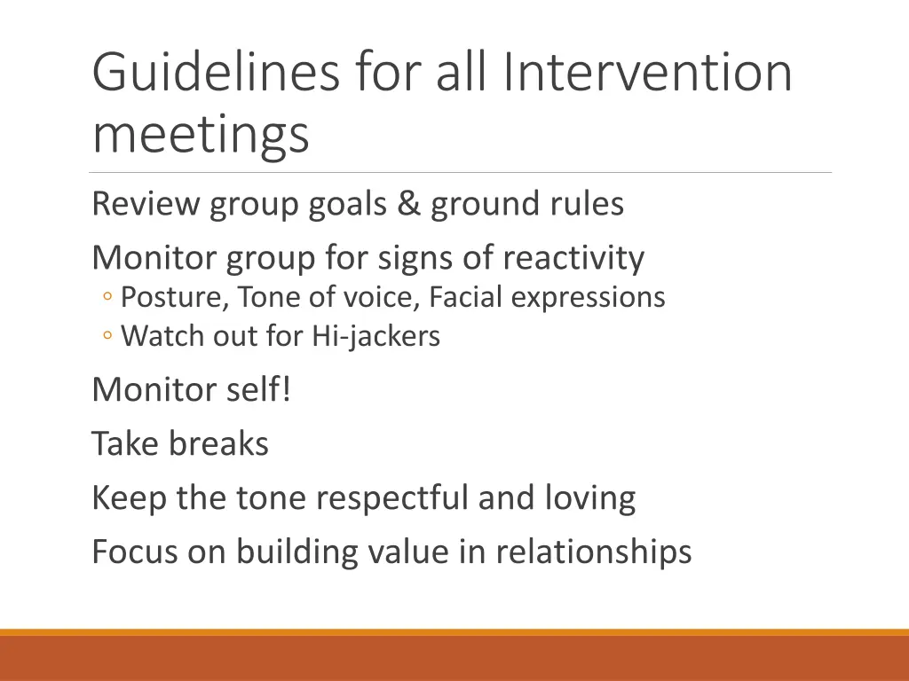 guidelines for all intervention meetings