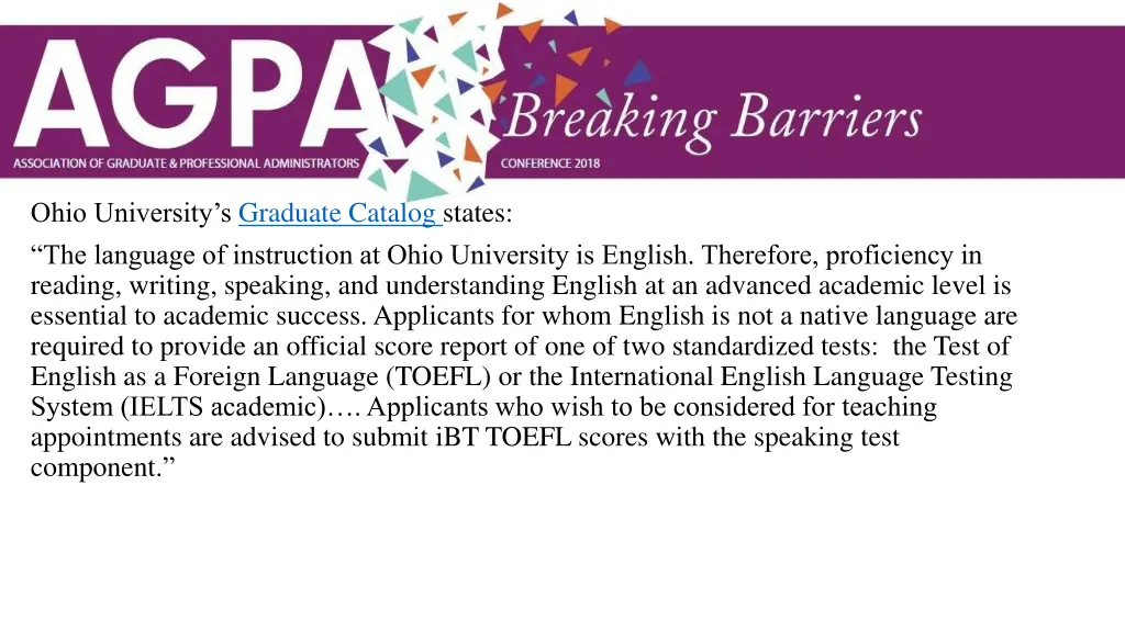 ohio university s graduate catalog states