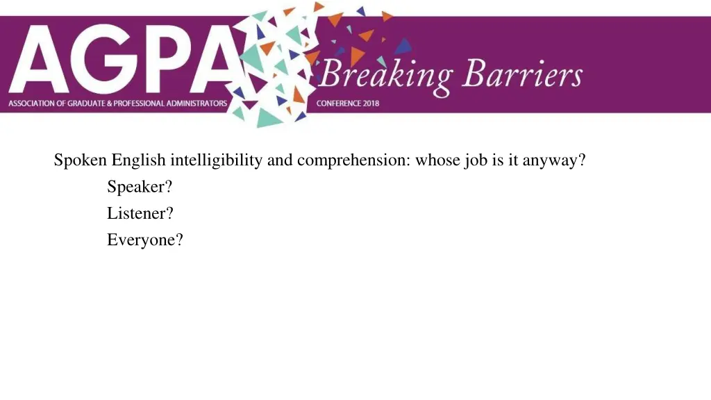 spoken english intelligibility and comprehension