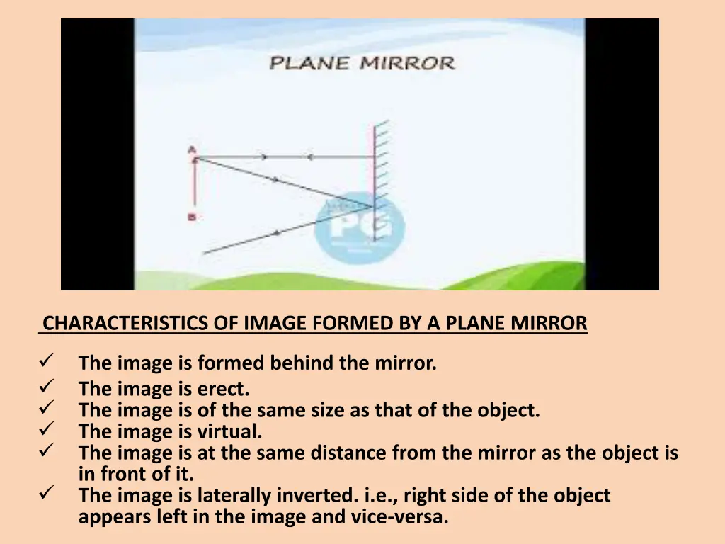 characteristics of image formed by a plane mirror