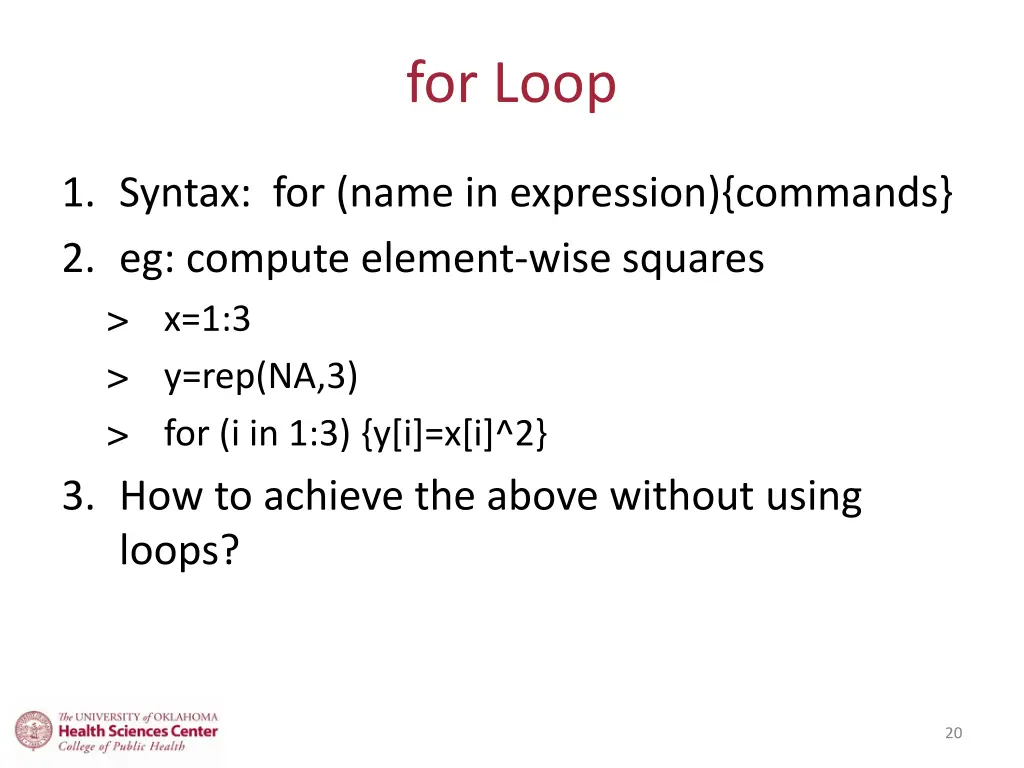 for loop