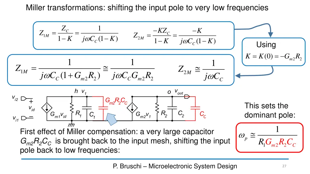 miller transformations shifting the input pole