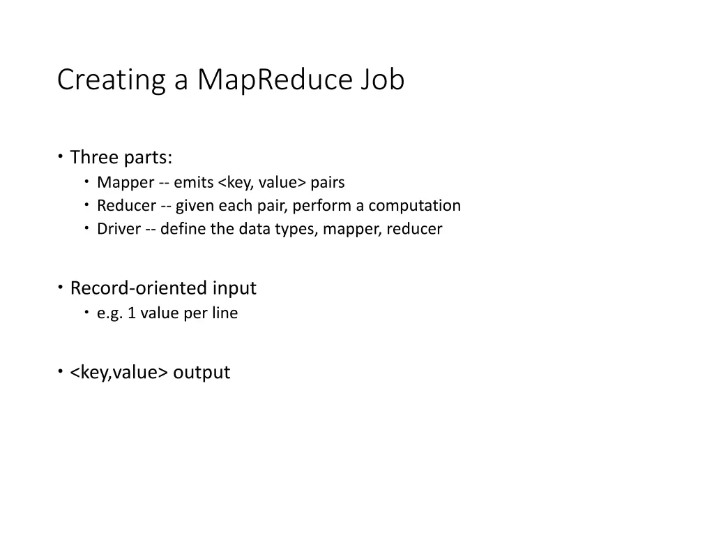 creating a mapreduce job