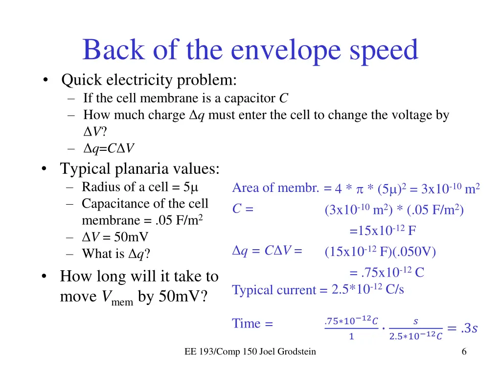 back of the envelope speed quick electricity