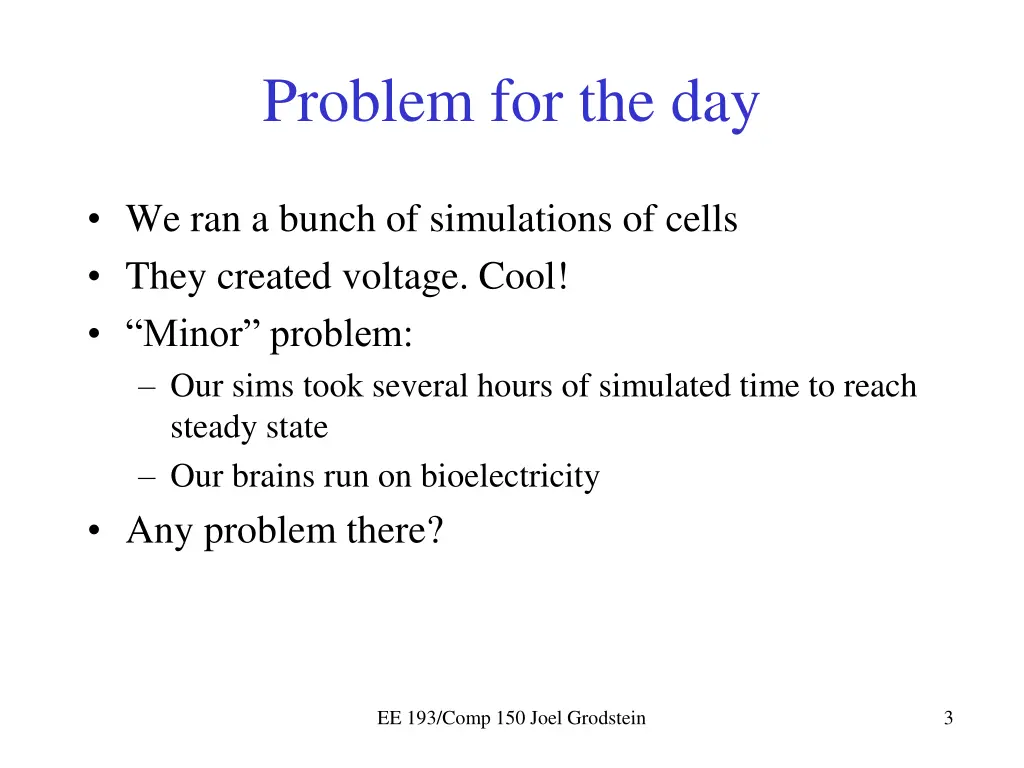 problem for the day