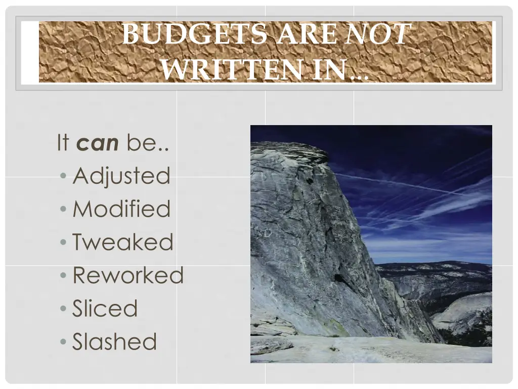 budgets are not written in