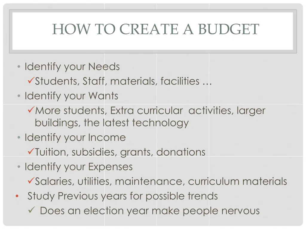 how to create a budget
