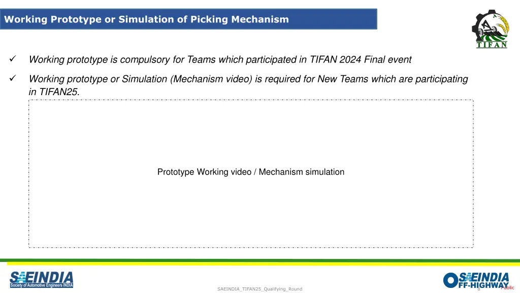 working prototype or simulation of picking