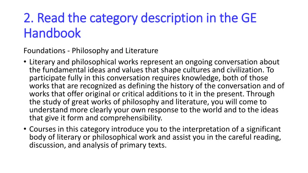 2 read the category description in the ge 2 read