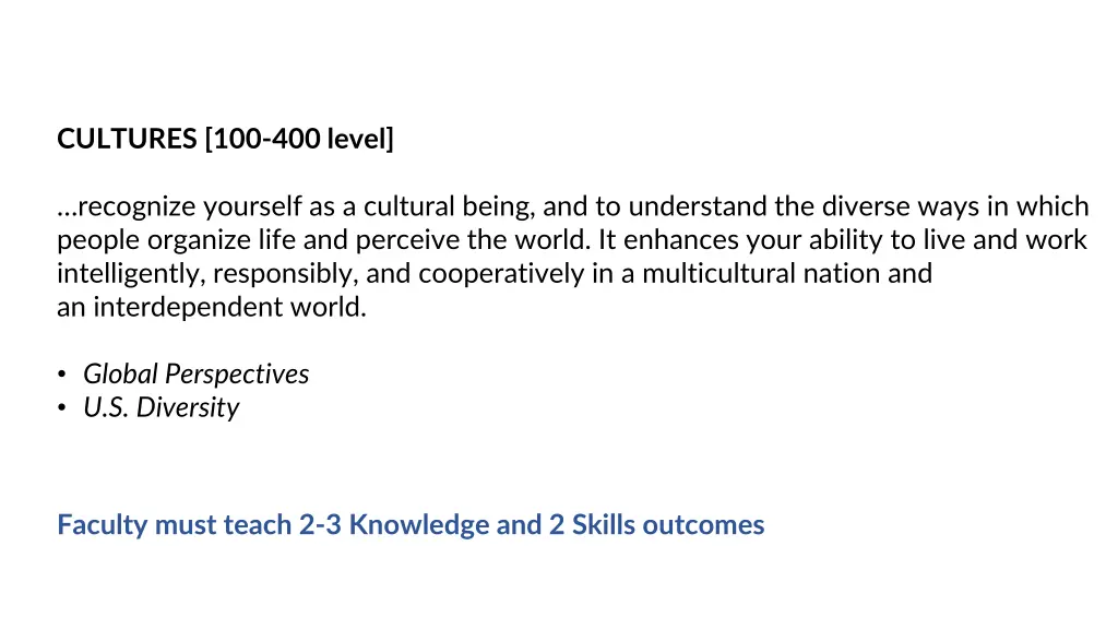 cultures 100 400 level