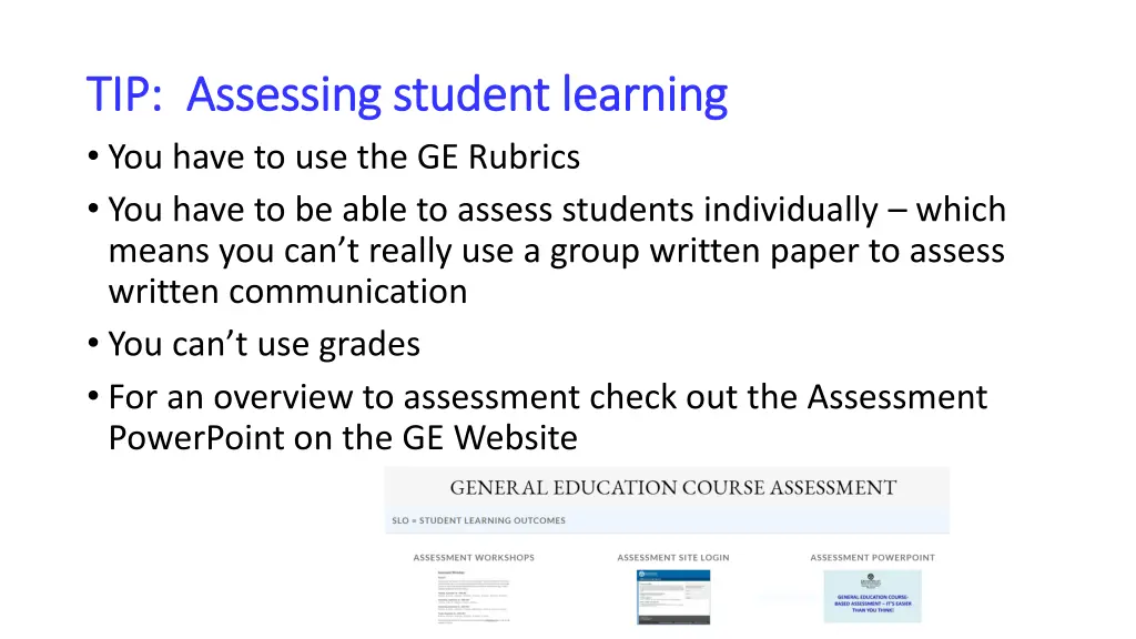 tip assessing student learning tip assessing