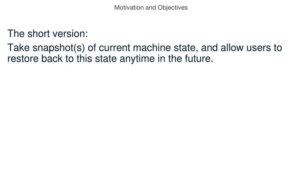 motivation and objectives