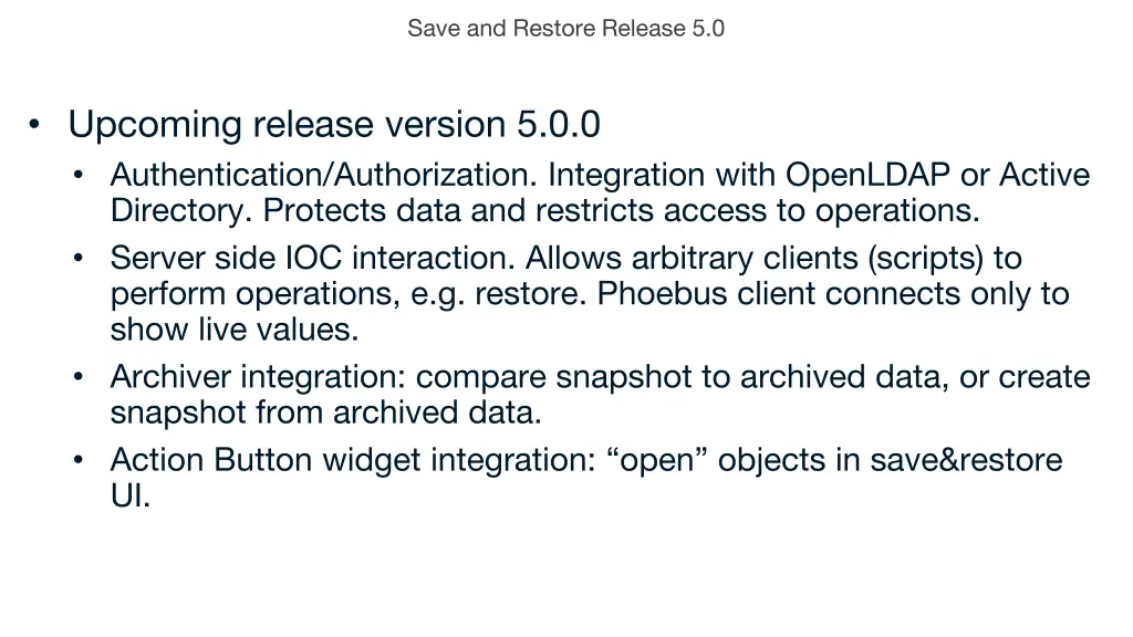 save and restore release 5 0