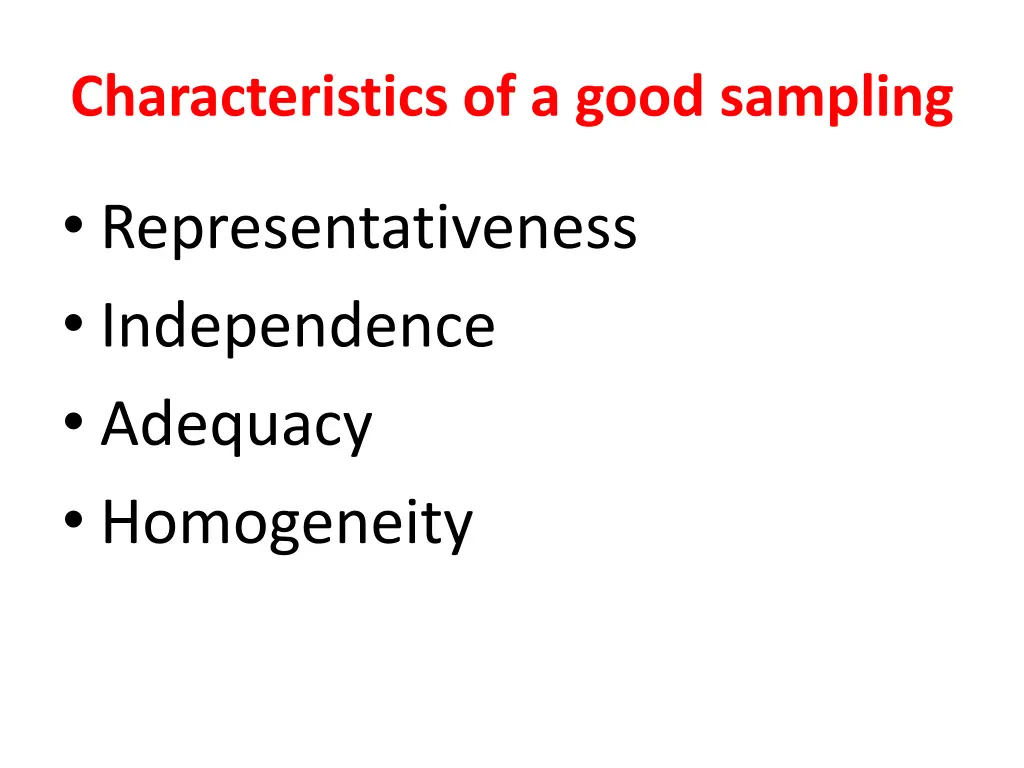 characteristics of a good sampling