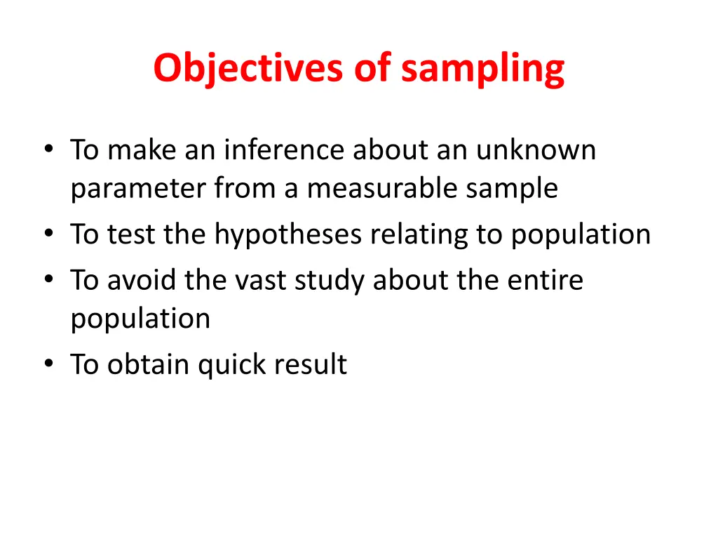 objectives of sampling