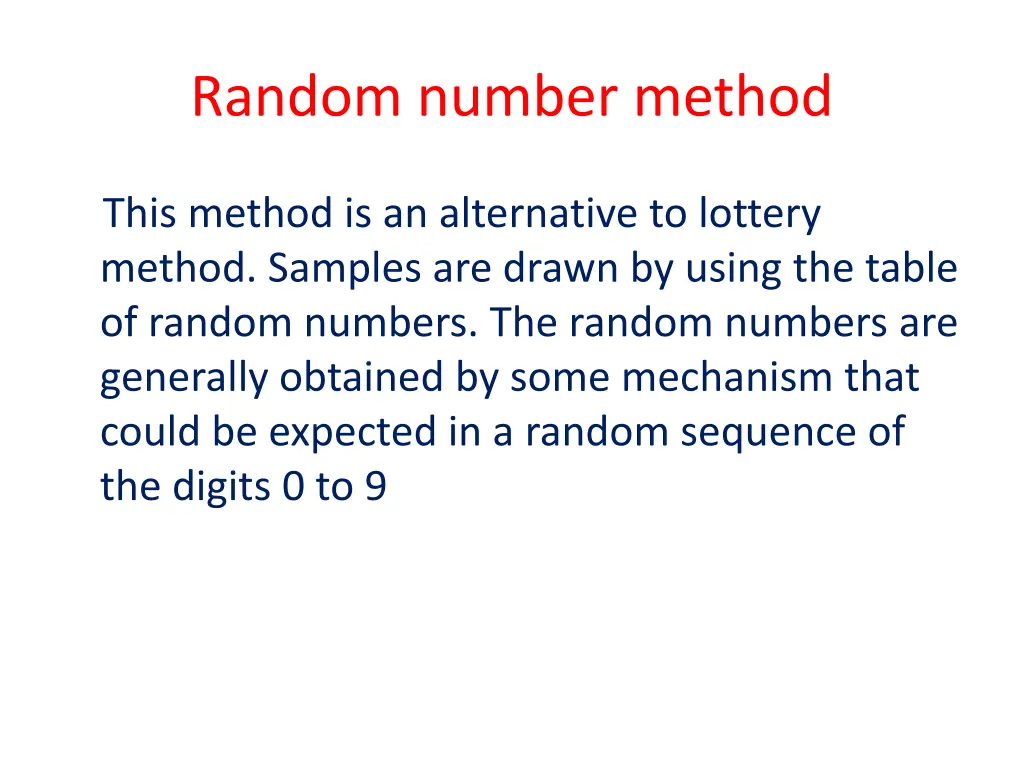 random number method