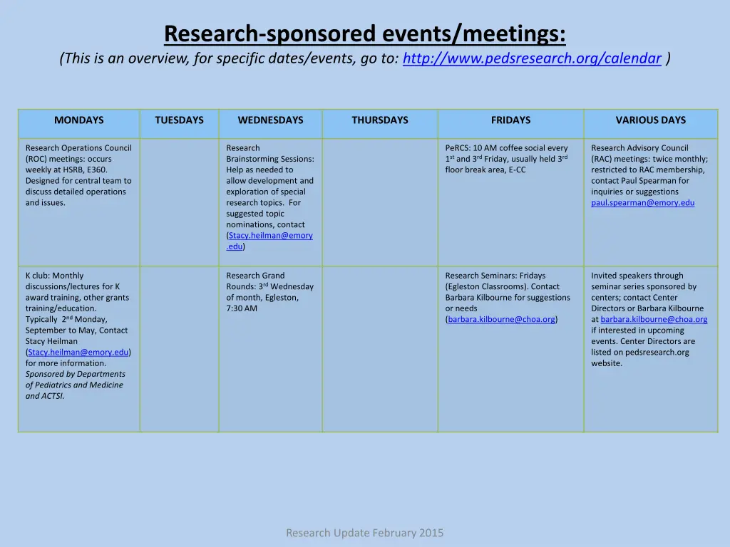 research sponsored events meetings this