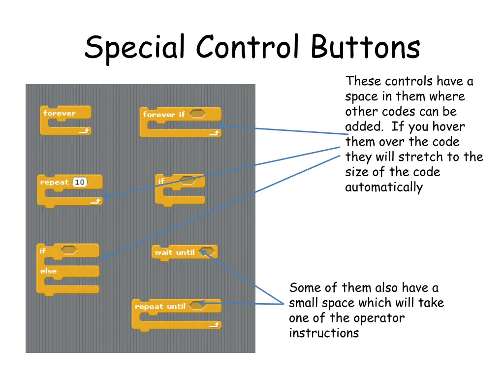 special control buttons