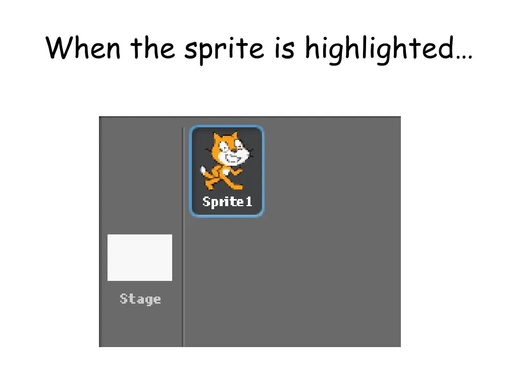 when the sprite is highlighted