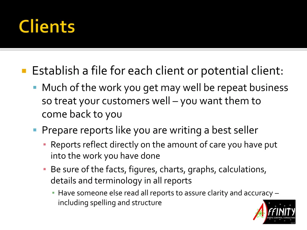 establish a file for each client or potential