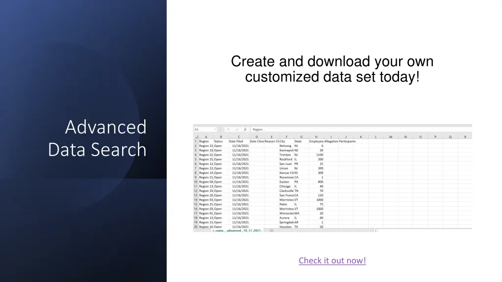 create and download your own customized data