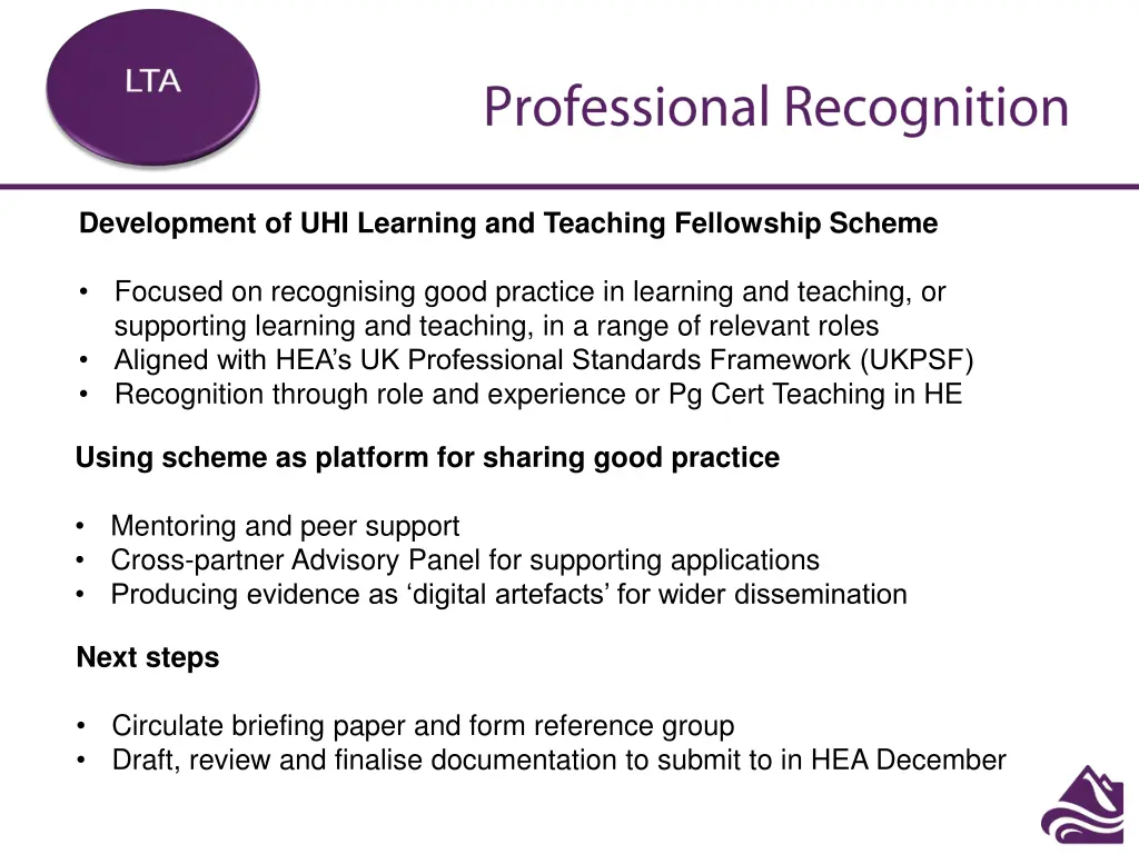 development of uhi learning and teaching