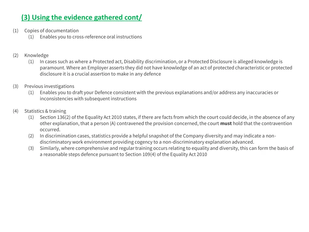 3 using the evidence gathered cont