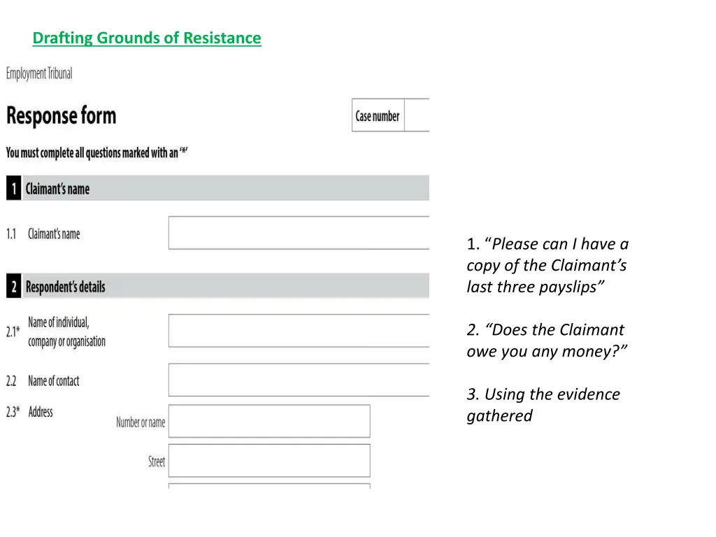 drafting grounds of resistance