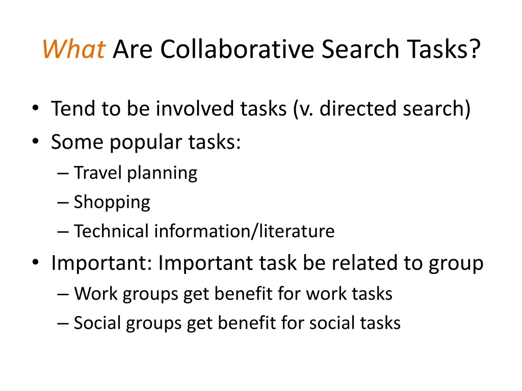 what are collaborative search tasks