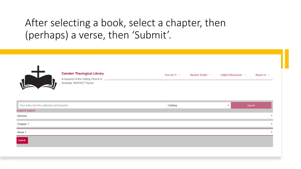 after selecting a book select a chapter then
