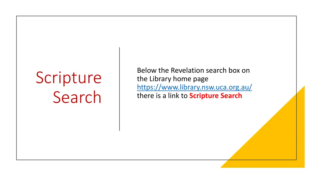 below the revelation search box on the library