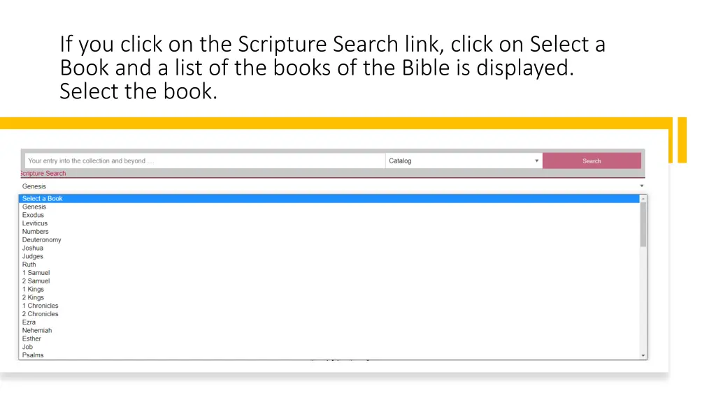 if you click on the scripture search link click