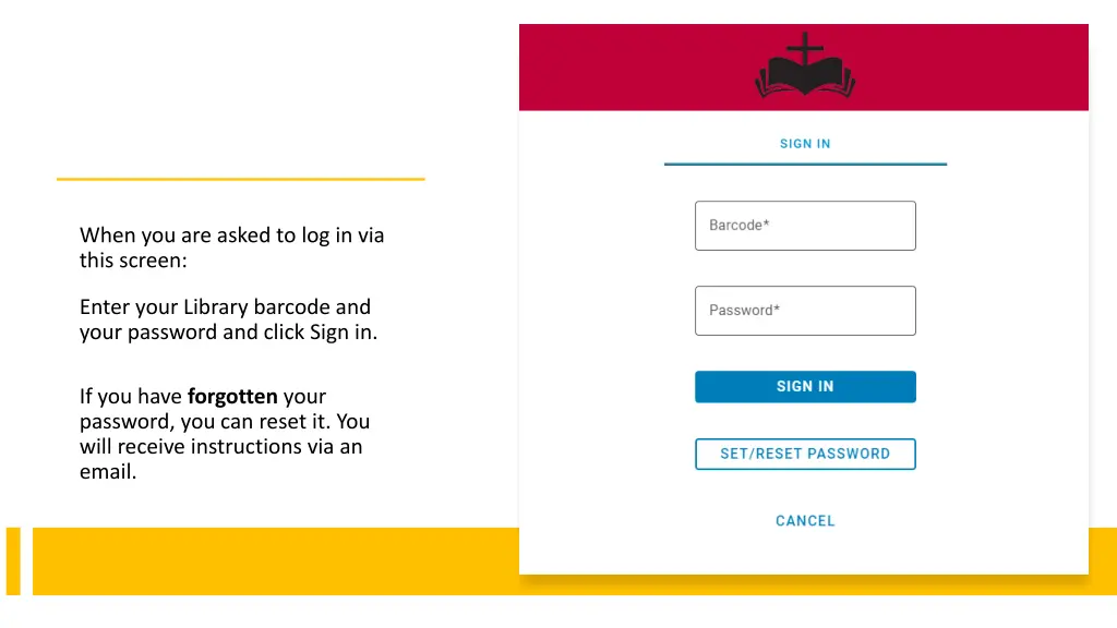 when you are asked to log in via this screen