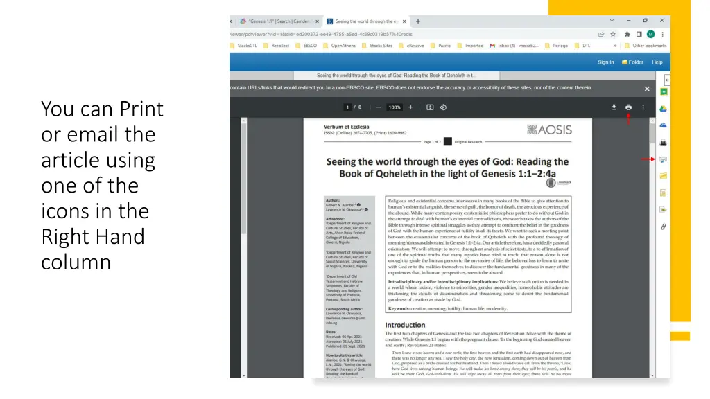 you can print or email the article using