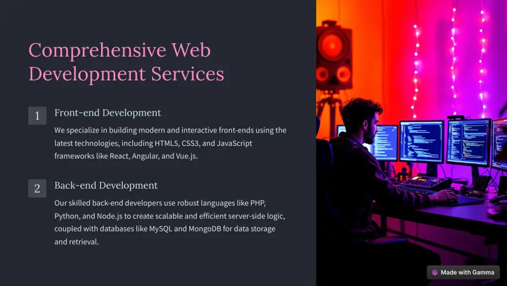 comprehensive web development services