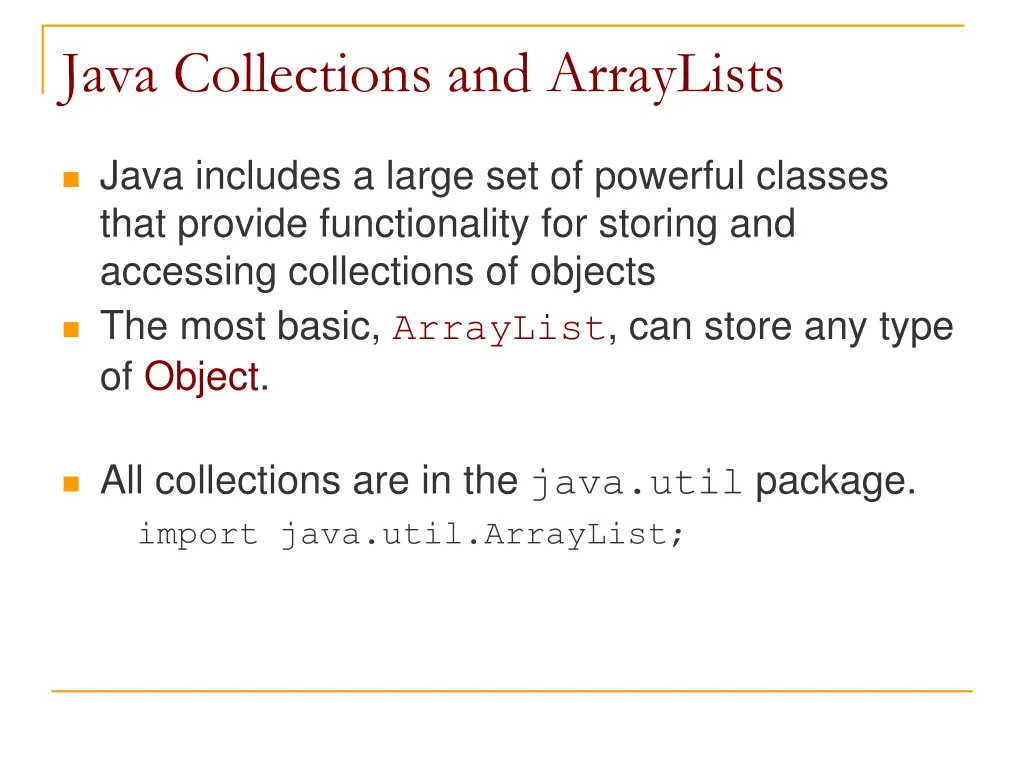 java collections and arraylists