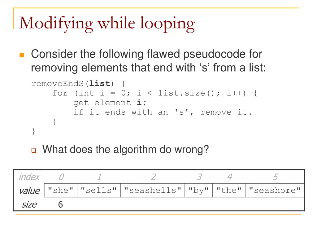 modifying while looping
