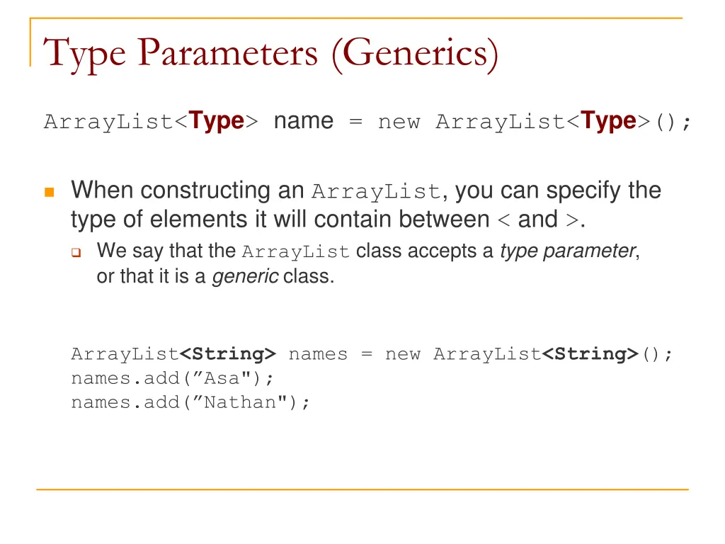 type parameters generics