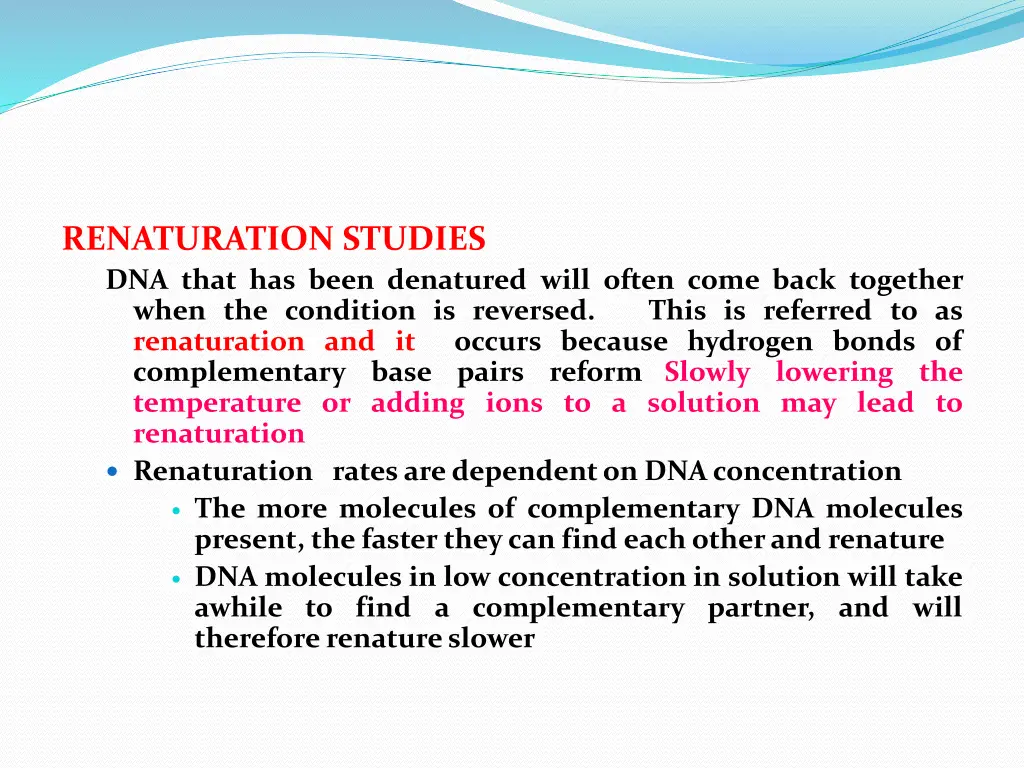 renaturation studies dna that has been denatured