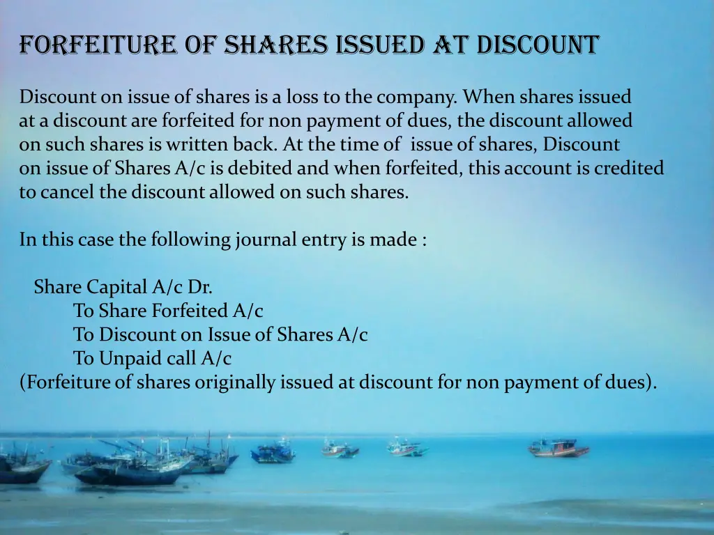 forfeiture of shares issued at discount