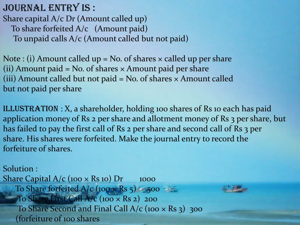 journal entry is share capital a c dr amount