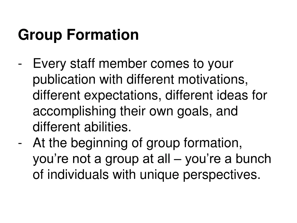 group formation