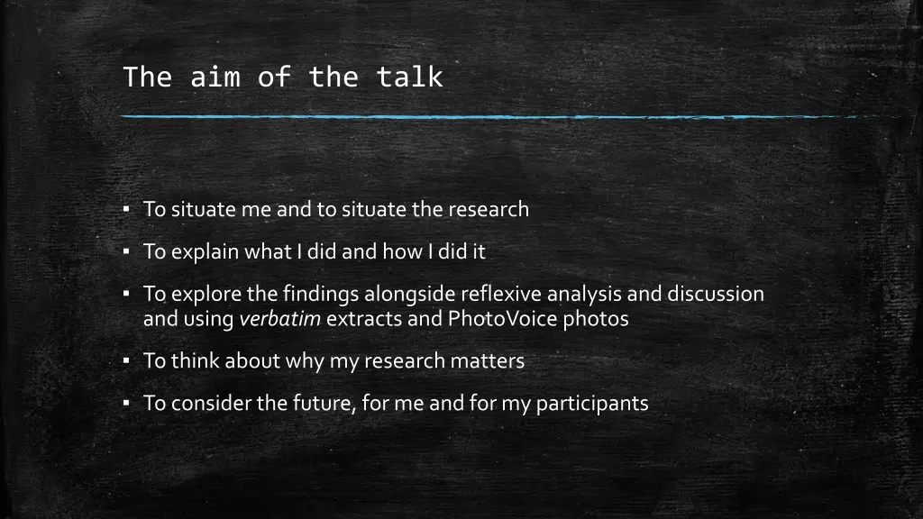 the aim of the talk