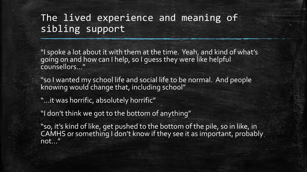 the lived experience and meaning of sibling