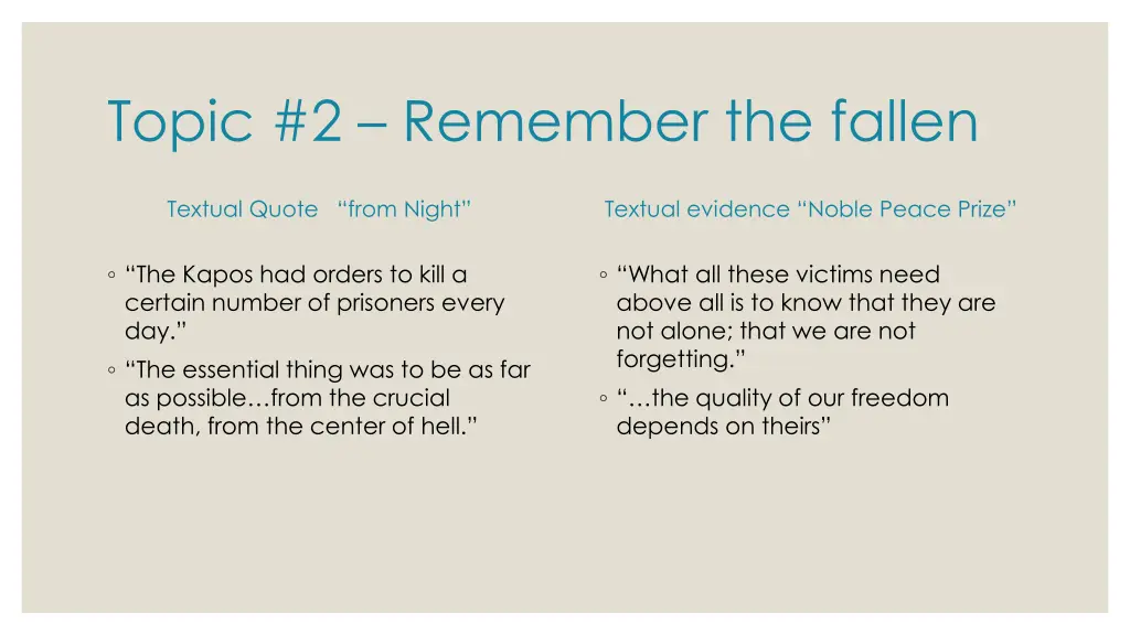 topic 2 remember the fallen
