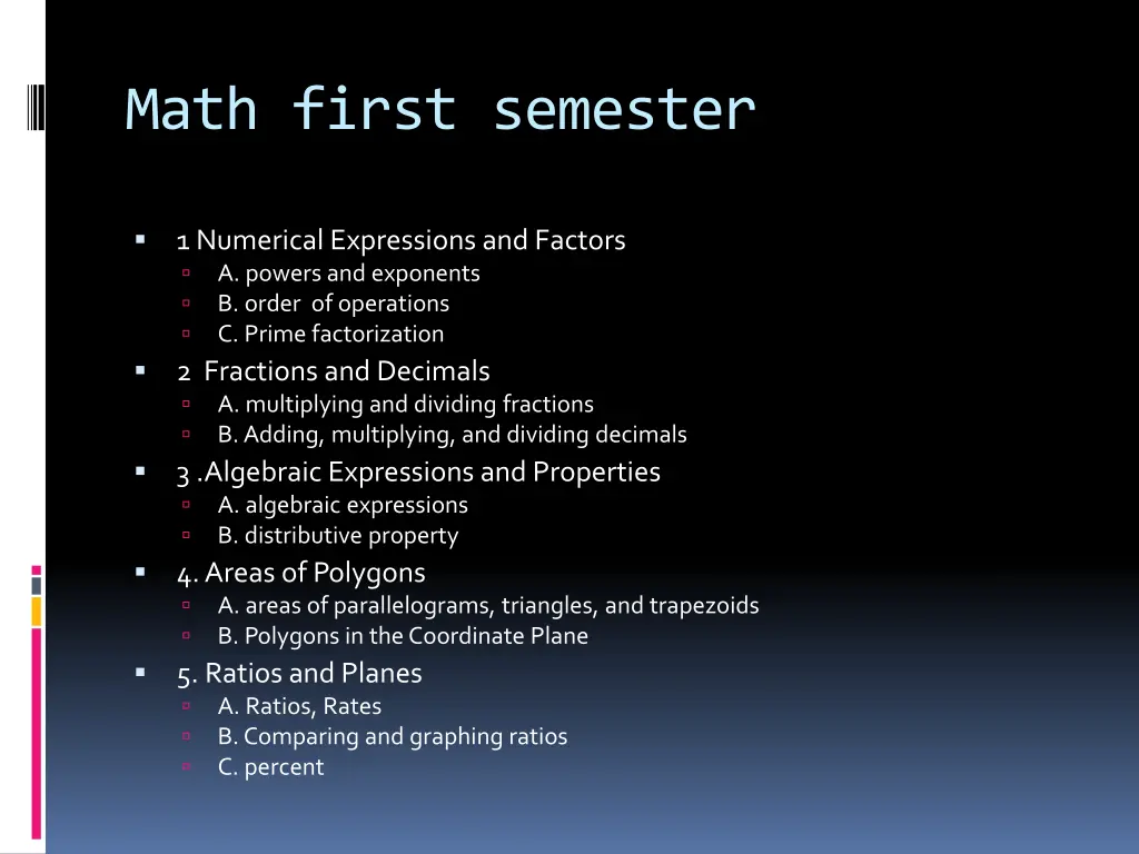 math first semester
